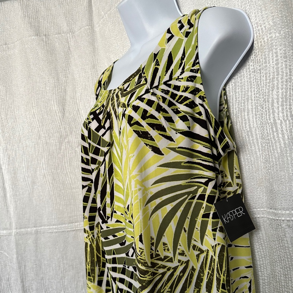 NEW, Kasper, sleeveless top with pleated neckline, sizeL - Picture 2 of 5